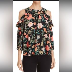 Kate Spade Black Blossom Cold Shoulder Top - Size Small